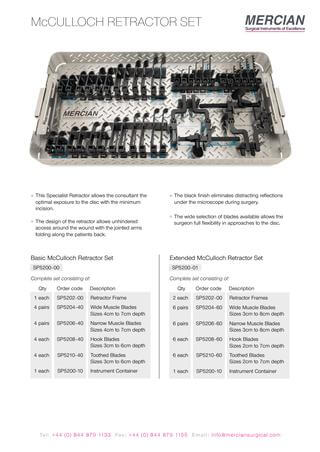 Retractor de columna lumbar Mercian McCulloch