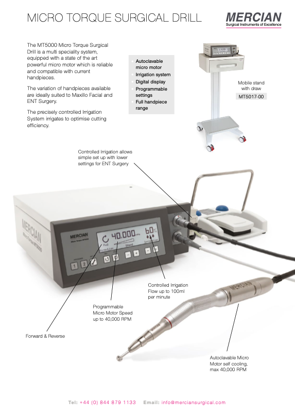 Sistema de taladro quirúrgico de micropar MT5000